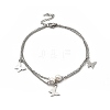 CCB Pearl & 304 Stainless Steel Charm Anklet AJEW-C021-11P-2