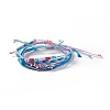 4Pcs 4 Style Alloy & Glass Braided Bead Bracelets Set BJEW-B065-09D-1