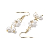 Natural Shell Pearl Beads & Glass Seed Dangle Earrings EJEW-MZ00310-03-4