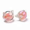 UV Plating Rainbow Iridescent Acrylic Beads OACR-H015-05E-4