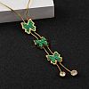 PVD Vacuum Plating 304 Stainless Steel Enamel Imitation Malachite Butterfly Pendant Necklaces NJEW-C063-02G-2