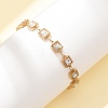 304 Stainless Steel Pave Glass Link Chains Bracelets for Women BJEW-G780-04G-3