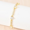 Brass Pave Cubic Zirconia Heart Link Chain Bracelets for Women KK-CBA68DA-10G-01-3