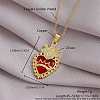 Brass Micro Pave Clear Cubic Zirconia and Red Resin Scared Heart Pendant Necklaces for Women FS-WG476F5-18-1