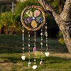 Copper Wire Wrapped Flower Natural & Synthetic Mixed Stone Chips Suncatchers HJEW-F027-05-2