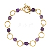 Natural Amethyst & Brass Open Jump Rings Link Bracelets for Women BJEW-JB14116-01-2