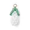 Glass Seed Beaded 3D Eggplant Pendants PALLOY-MZ00942-04-1