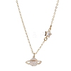 Planet Brass Cubic Zirconia Pendant Necklace NJEW-JN04936-1