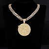 Hip-Hop Alloy Full Crystal Rhinestone Self Made Medal Pendant Cuban Link Chain Necklaces for Men Women FS-WG8D003-08-1