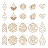 Elecrelive 100Pcs 10 Styles Undyed Natural Wooden Big Pendants WOOD-EL0001-03-11