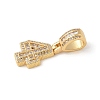 Brass Clear Cubic Zirconia European Dangle Charms LS-KK-R003-01G-04-3