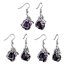 Natural Amethyst Dragon Dangle Earrings EJEW-A092-06P-01-3