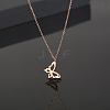 Elegant Stainless Steel Crystal Moissanite Butterfly Pendant Necklaces for Women II5430-1