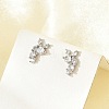 Brass Micro Pave Clear Cubic Zirconia Stud Earrings EJEW-R016-26P-16-2