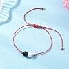 2Pcs Natural Rose Quartz & Eyeless Obsidian 
& Malaysia Jade Beads with Korean Waxed Polyester Cord Bracelets BJEW-JB12887-6