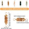 SUPERFINDINGS 40Pcs 5 Styles Natural Gemstone Copper Wire Wrapped Connector Charms FIND-FH0005-17-2