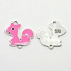Antique Silver Tone Squirrel with Word SB Alloy Enamel Links connectors LS-ENAM-N038-07B-1