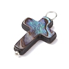 Natural Abalone Shell/Paua Shell Pendants PALLOY-JF02701-03-3