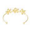 Alloy Flower with Imitation Pearl Beaded Open Cuff Bangle for Women LS-BJEW-D054-02G-03-2