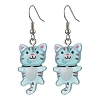 Iron Transparent Resin Cat Shape Dangle Earrings EJEW-JE06379-4