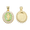 Brass Micro Pave Clear Cubic Zirconia Pendants KK-N227-95E-1