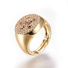 Adjustable Brass Micro Pave Cubic Zirconia Finger Rings RJEW-L086-07G-2