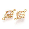 Brass Pave Clear Cubic Zirconia Connector Charms KK-T078-18G-02-2