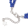 Glass & Handmade Flower Printed Porcelain Multi-strand Bracelets BJEW-JB12975-4