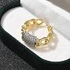 Brass Micro Pave Clear Cubic Zirconia Cuff Finger Rings for Women RJEW-B112-16GP-3