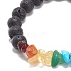 Natural Lava Rock & Gemstone Chips Stretch Bracelet with Alloy Cross BJEW-JB08583-01-6