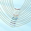12Pcs 12 Styles Constellation Brass Star & Natural Mixed Stone Faceted Round Beaded Pendant 304 Stainless Steel Cable Chain Necklaces NJEW-JN05612-1