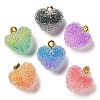 Transparent Resin Dotted Rhinetone Pendants RESI-N040-01G-RS-1