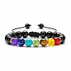 Chakra Theme Natural & Synthetic Mixed Stones Braided Bracelets QD1254-5-1