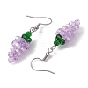 Grape Glass Dangle Earrings EJEW-JE06171-01-4