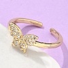 Adjustable Brass Micro Pave Clear Cubic Zirconia Cuff Rings RJEW-G096-42G-3