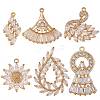 6Pcs 6 Style Brass Micro Pave Clear Cubic Zirconia Pendants KK-SZ0005-43-1