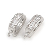 Oval Brass Micro Pave Clear Cubic Zirconia Fold Over Clasps KK-A269-42P-1