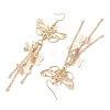 Butterfly Brass Charm Dangle Earrings for Women EJEW-TA00547-4