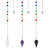 GLOBLELAND 3Pcs 3 Style Natural Gemstone Hexagonal Pointed Dowsing Pendulums HJEW-GL0001-07-1