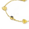 Crystal & Jet Rhinestone with Heart Link Chain Bracelets BJEW-H556-04G-2