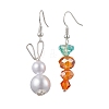 Easter Carrot Glass with Rabbit Acrylic Dangle Earrings for Women EJEW-JE06218-1