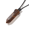 Natural Tiger Eye Bullet Pendant Necklace with Waxed Cords for Women NJEW-M196-02A-4