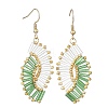 Glass Braided Beads Dangle Earrings EJEW-MZ00746-02-3