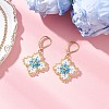 3 Pairs Handmade Glass Seed Beads Flower Leverback Earrings EJEW-MZ00578-4