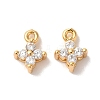 Brass Micro Pave Clear Cubic Zirconia Charms KK-M294-18G-1