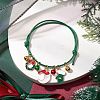 Christmas Wreath & Moon & Glove Alloy Enamel Charm Bracelets BJEW-JB10836-02-2