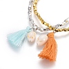Brass Beads Stretch Bracelets BJEW-JB04056-3