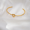 304 Stainless Steel Heart Knot Open Cuff Bangles for Women PA0211-4