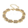 Rack Plating Brass Pave Clear Cubic Zirconia Rectangle Link Chain Bracelets for Women BJEW-R317-09G-1