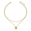 Natural Pearl Rice and 304 Stainless Steel Pendant Double Layer Necklaces for Women NJEW-JN06211-02-3